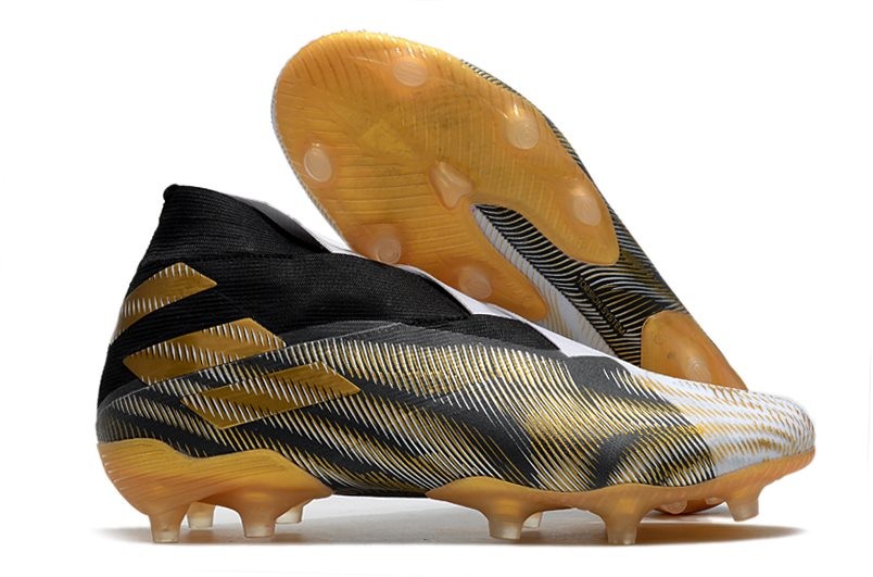 adidas Zapato de Fútbol Nemeziz 19+ FG -Blanco Dorado Metalizado Negro