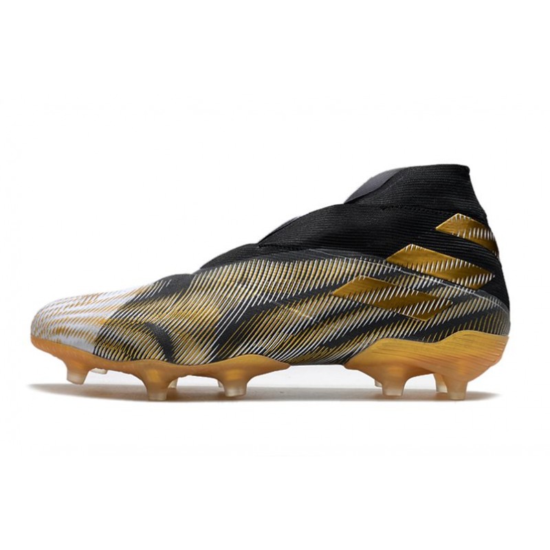 adidas Zapato de Fútbol Nemeziz 19+ FG -Blanco Dorado Metalizado Negro