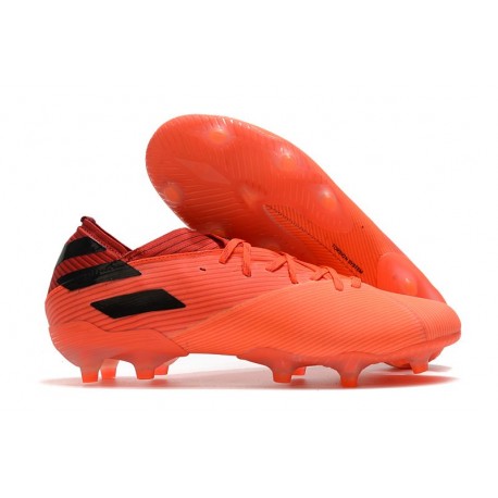 Zapatos de fútbol adidas Nemeziz 19.1 FG Signal Coral Negro Rojo Gloria