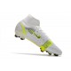 Nike Zapatillas Mercurial Superfly 8 Elite FG Blanco Negro Metálico Plateado