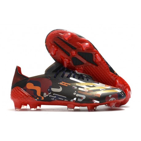 adidas X Ghosted.1 FG Zapatillas de fútbol Hombre Negro Rojo Oro