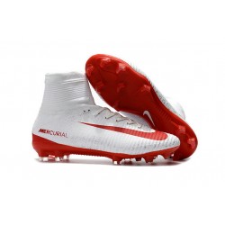 Nuevos Nike Mercurial Superfly V FG Zapatillas de Fútbol Blanco Rojo