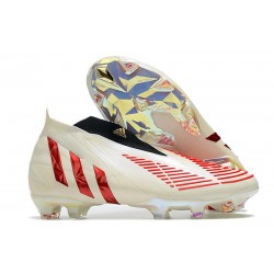 Zapatos de Fútbol adidas Predator Edge+ FG Off Blanco Rojo Dorado Metálico