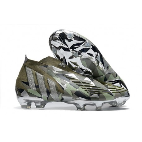 adidas Predator Edge+ FG Crystal Focus Oliva Plateado Metálico Magic Lima