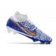 Bota Nike Air Zoom Mercurial Superfly 9 Elite FG Blanco Azul Rojo
