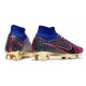 Bota Nike Air Zoom Mercurial Superfly 9 Elite FG Rosa Azul Violeta