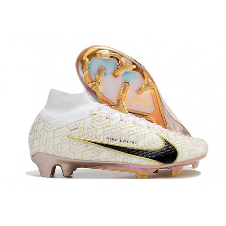 Nike Air Zoom Mercurial Superfly Ix Elite FG Blanco Negro Oro