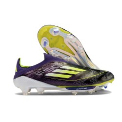 Botas de Futbol adidas F50+ Laceless FG Morado Unity Blanco Limón Lúcido