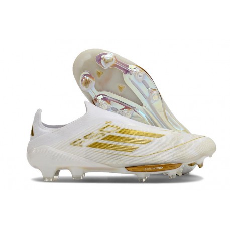 Botas de Futbol adidas F50+ Laceless FG Ftwr Blanco Dorado Met
