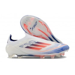 Botas adidas F50 Elite Laceless FG Ftwr Blanco Azul Lúcido Rojo