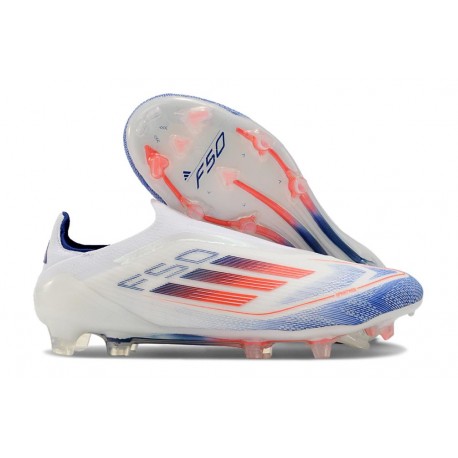 Botas adidas F50 Elite Laceless FG Ftwr Blanco Azul Lúcido Rojo