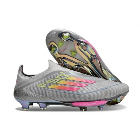 Botas de Futbol adidas F50+ Laceless FG Gris Rosa Amarillo