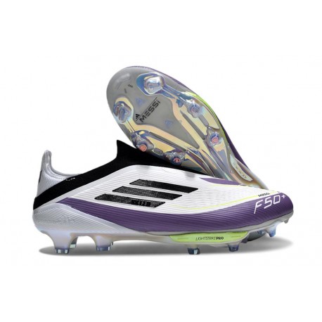 Botas de Futbol adidas F50+ Laceless FG X Messi Ftwr Blanco Negro Morado Unity