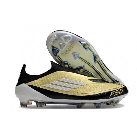 Botas adidas F50 Elite Laceless FG Dorado Met Negro Blanco