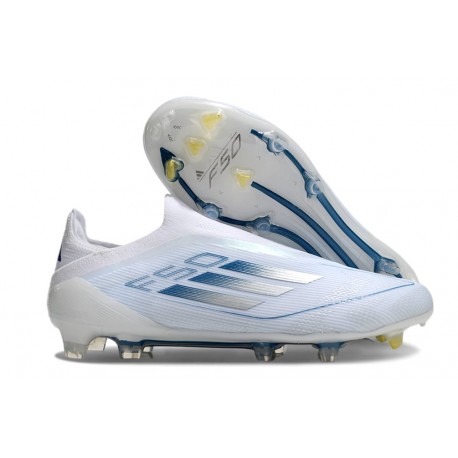 Botas adidas F50 Elite Laceless FG Blanco Azul