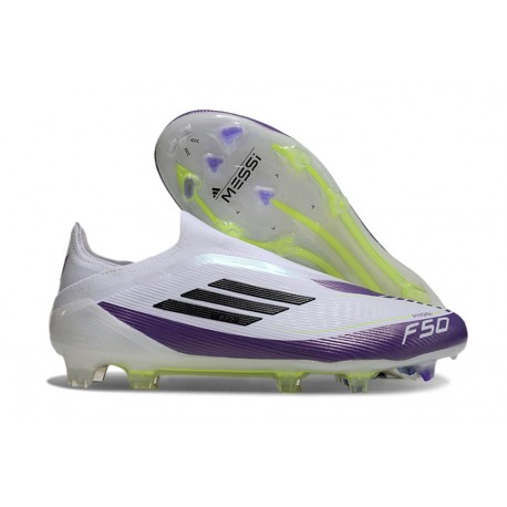 Botas adidas F50 Elite Laceless FG X Messi Ftwr Blanco Negro Morado Unity