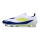 Botas adidas F50 Elite Laceless FG Blanco Amarillo Solar Azul Lúcido