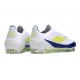 Botas adidas F50 Elite Laceless FG Blanco Amarillo Solar Azul Lúcido