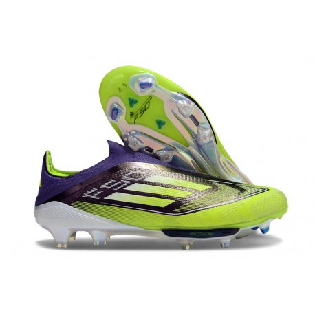 Botas adidas F50+ Laceless FG Morado Rush Ftwr Blanco Limón Lúcido