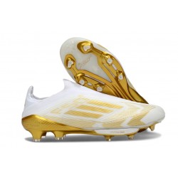 Botas de Futbol adidas F50+ Laceless FG Blanco Met Dorado