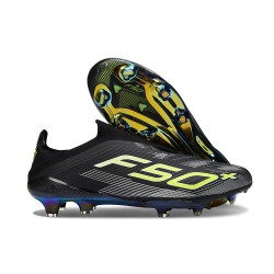 Botas de Futbol adidas F50+ Laceless FG Negro Hierro Met. Limón Lúcido