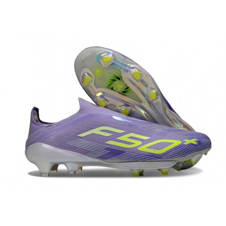 Botas de Futbol adidas F50+ Laceless FG Violeta Tone Limón Lúcido Morado Rush