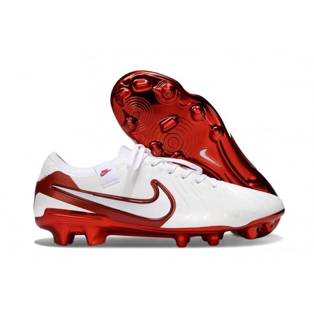Botas Nike Tiempo Legend 10 Elite FG Blanco Carmesí Vivo