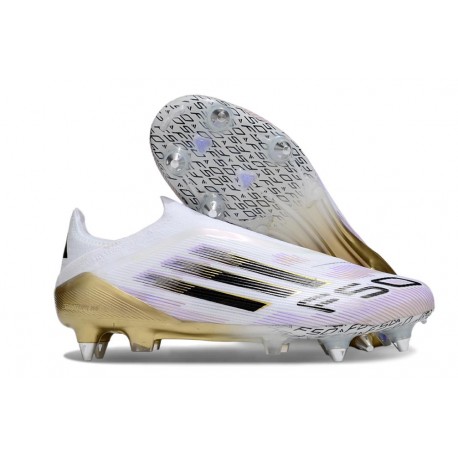Botas de Fútbol Adidas F50 Elite LL SG Blanco Negro Met Dorado