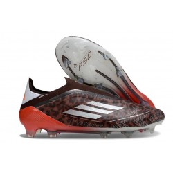 Botas de Futbol adidas F50 Elite Sin Cordones FG Marrón Plateado Rojo