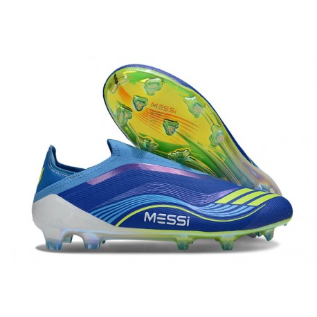 adidas F50 Elite Sin Cordones FG X MESSI Azul Royal Amarillo Solar Semi Azul Burst
