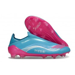 Botas de Futbol adidas F50 Elite Sin Cordones FG Azul Rosa