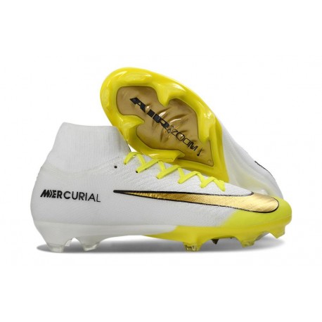 Botas de Fútbol Nike Mercurial Superfly 10 Elite FG Blanco Dorada Amarillo