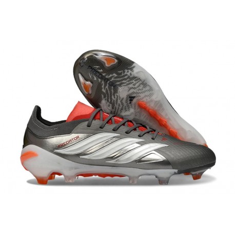 Adidas Predator 26 Elite L FG Hierro Met. Ftwr Blanco Rojo Lúcido
