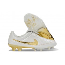 Botines de Futbol Nike Tiempo SE Elite FG Blanco Dorada
