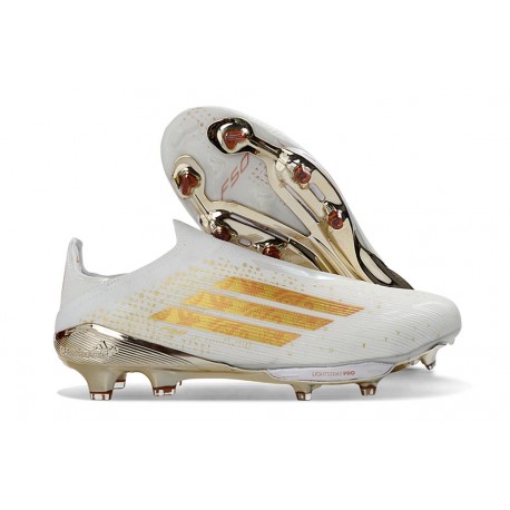 Zapatillas de Fútbol adidas F50 + Sin Cordones FG Bianco Dorada