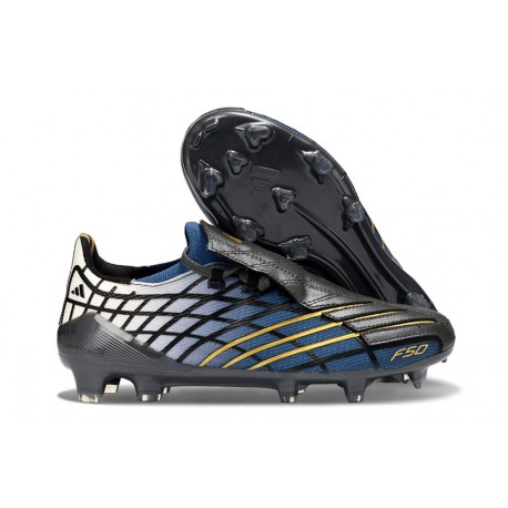 Zapatos de Futbol adidas F50 Spider Elite FG Negro Dorada Azul