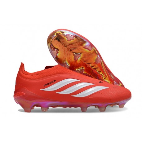 adidas Predator 26 Sin Cordones Elite FG Rojo Blanco