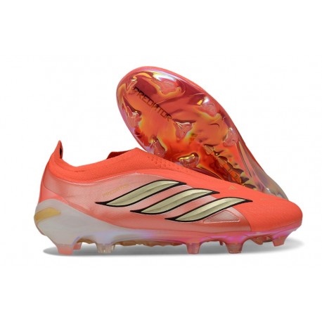 adidas Predator 26 Sin Cordones Elite FG Solar Turbo Cromo Termal Negro