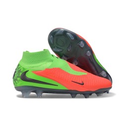 Zapatos de Fútbol Nike Phantom 6 Elite High FG Hot Punch Negro Verde Strike