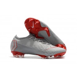 Nike Mercurial Vapor 12 Elite FG Tacos de Futbol - Gris Rojo