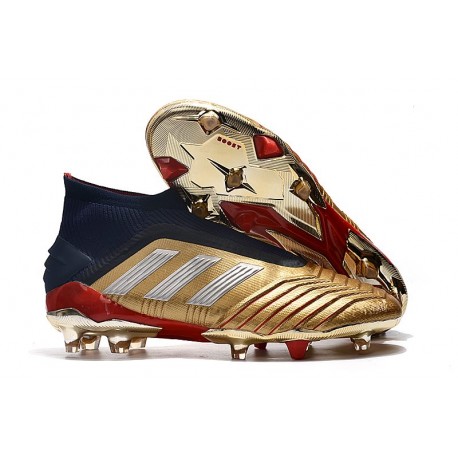 Botas de fútbol adidas PREDATOR 19+ FG - Oro Plata Rojo