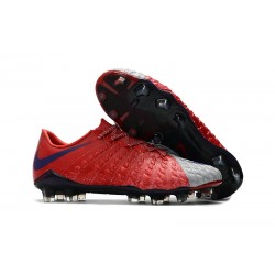 Nike HYPERVENOM PHANTOM 3 FG - Botas de fútbol con tacos - Rojo Gris