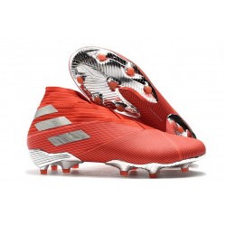 Bota de Fútbol adidas Nemeziz 19+ FG Hombres Rojo Plata