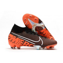 Nike Zapatillas de Fútbol Mercurial Superfly VII Elite FG Negro Blanco Hyper Crimson