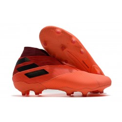 adidas Zapatos Fútbol Nemeziz 19+ FG - Signal Coral Negro Rojo Gloria