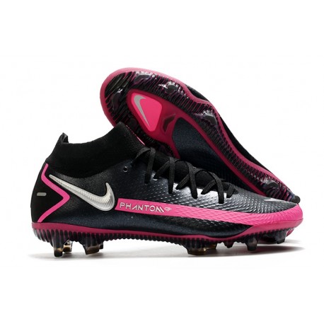 Botas de Fútbol Nike Phantom GT Elite FG Negro Plateado Explosión Rosa